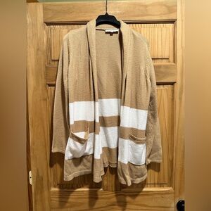 LOFT Tan and White Cardigan Sweater